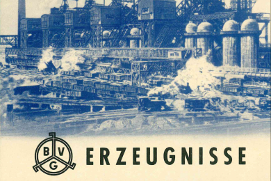 Werbung für Erzeugnisse des Bochumer Vereins mit Abbildung der Hochofenanlage 