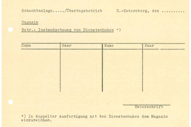 Antrag für Instandsetzung von Dienstschuhen