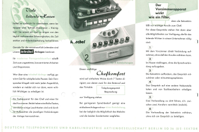 Prospekt für telechef-Anlage der DeTeWe, ca. 1950er Jahre