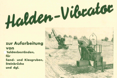Werbung für Halden-Vibrator mit Abbildung der Maschine und Text 