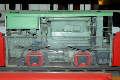 Seitenansicht Modell einer Grubenlokomotive