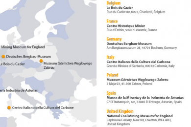 Zu sehen ist eine Europakarte mit den Standorten der Mitgliedermuseen