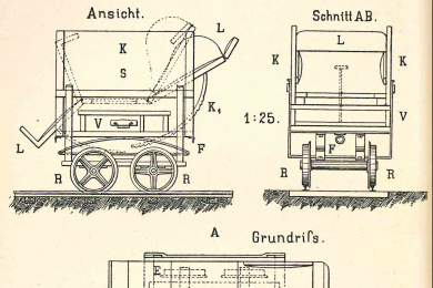 Technische Zeichnung eines Sanitätswagens