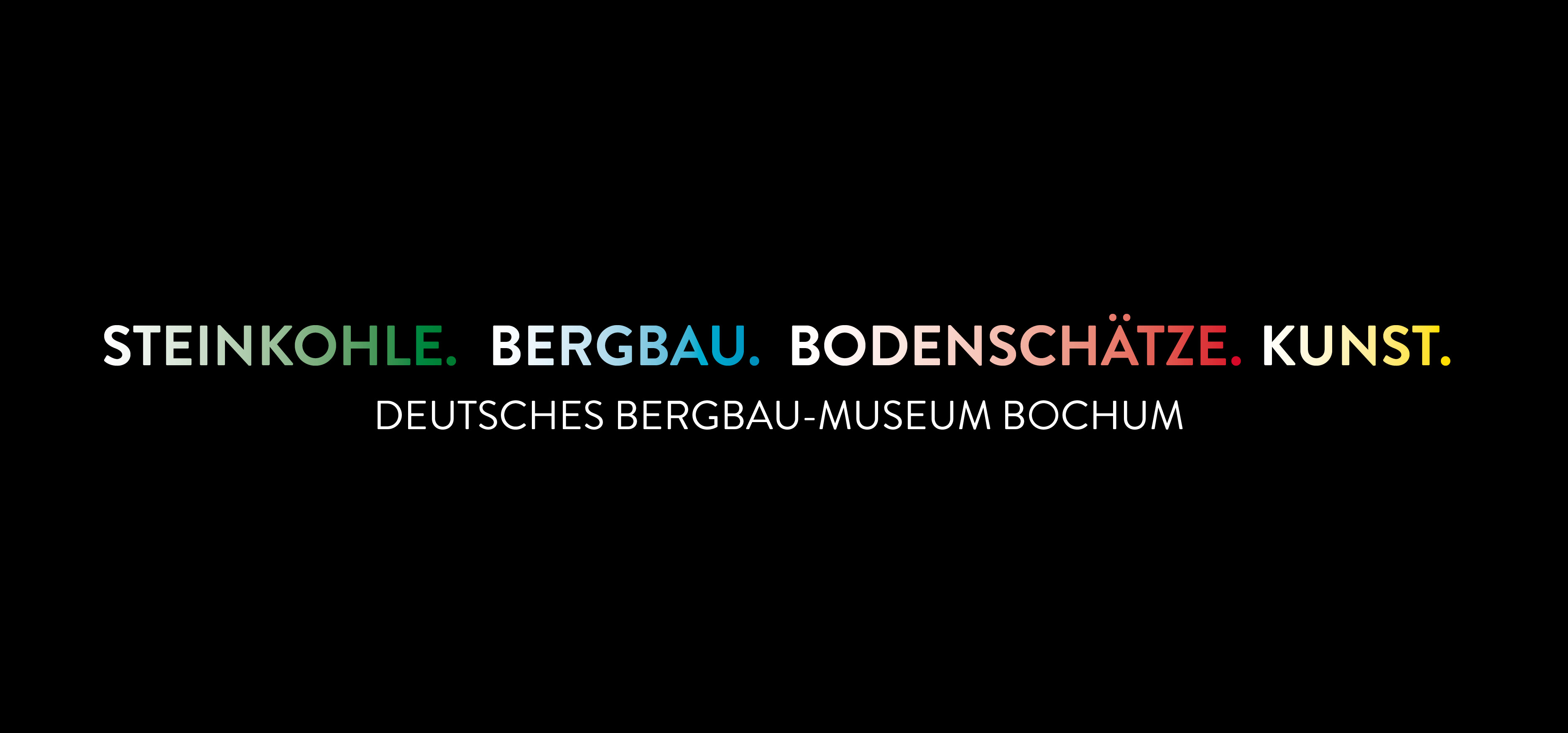 Bild mit der Aufschrift Steinkohle, Bergbau, Bodenschätze, Kunst - Deutsches Bergbau-Museum Bochum vor schwarzem Hintergrund 