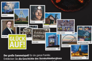 Das Bild zeigt das Cover des Panini-Albums Schwarzes Gold mit einer Collage von Klebebildern.
