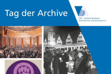 Das Bild zeigt das Veranstaltungsplakat des neunten Tags der Arichive mit dem Titel Bürgerrechte und Demokratie.