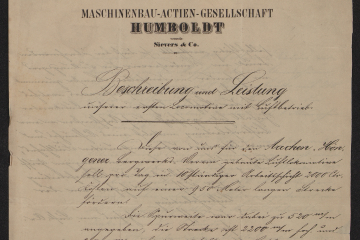 Erste Seite der handschriftlichen Beschreibung einer Luftlokomotive