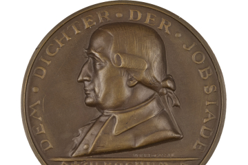 Bronzemedaille mit Darstellung des Brustbilds eines Mannes im Linksprofil, die Umschrift lautet: ‚Dem Dichter der Jobsiade Dr. C. A. Kortum‘.