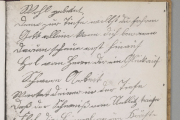 Seite aus einem Lieder- und Gebetbuch eines Bergmanns mit einem handschriftlichen Text