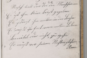 Seite aus einem Lieder- und Gebetbuch eines Bergmanns mit handschriftlichen Texten