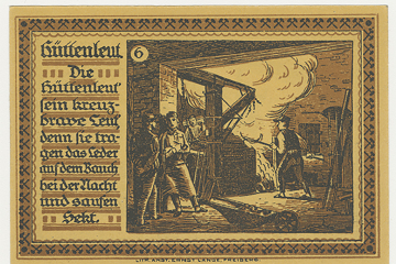 Zwei querformatige Scheine mit Text und Bild