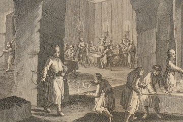 Kupferstich mit verschiedenen Szenen aus dem Salzbergwerk Wielicka