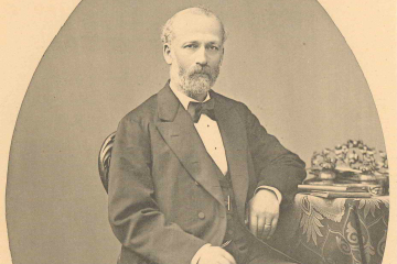 Albert Ludwig Serlo an einem Tisch sitzend, Text: Immerdar treu und wahr! Dr. Albert Serlo