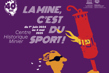 Das Plakat zeigt einen Läufer der anstelle des olympischen Feuers eine Grubenlampe trägt.