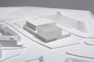 Modell eines geplanten Gebäudes von einem Architekturbüro 