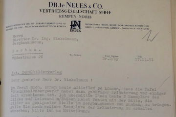 Dankschreiben des Verlages Dr. te Neues an den Museumsdirektor Winkelmann, erste Seite 