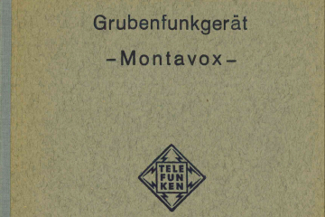 Prospektdeckblatte Text: Grubenfunkgerät Montavox und Logos von Telefunken