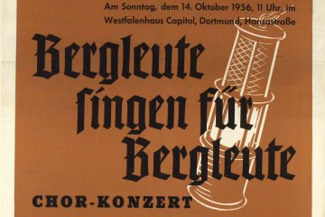 Konzertplakat mit einer Grubenlampe und dem Schriftzug „Bergleute singen für Bergleute“