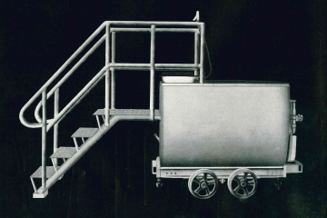 Zeichnung eines Toilettenwagens, Seitenansicht