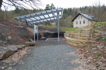 Blick auf das Aussengelände des Museums in Stockheim